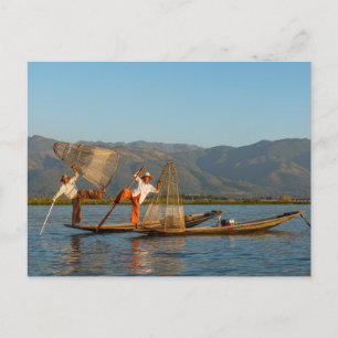 Fishermen from Lake Inle in Myanmar postcard