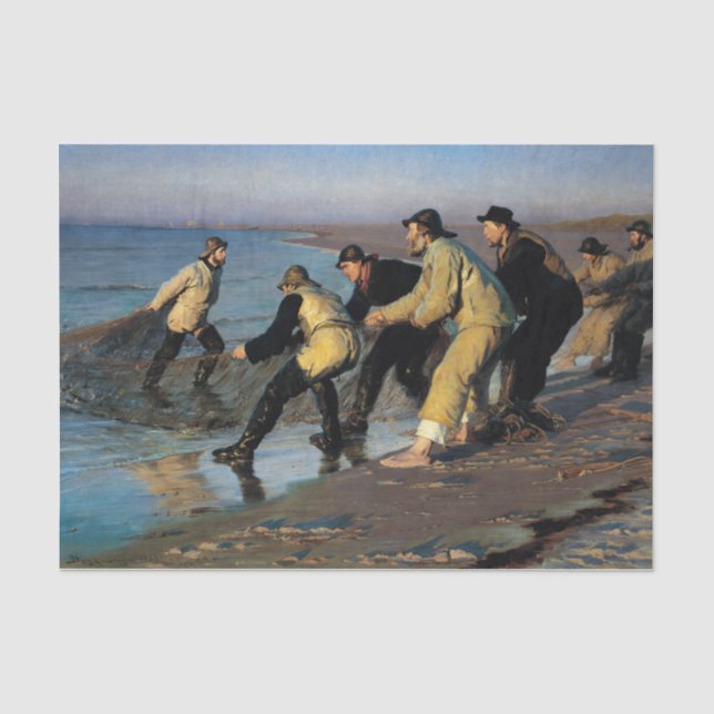 Fishermen Hauling a Net at the Skagen North Beach Tissue Paper (Front)