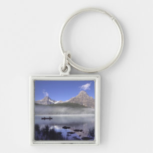 Fishermen in canoe on Waterfowl Lake, Banff Keychain