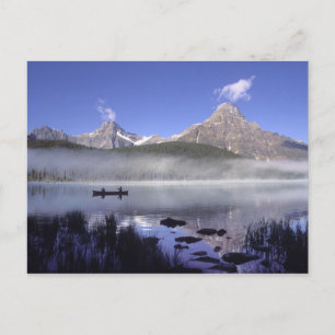 Fishermen in canoe on Waterfowl Lake, Banff Postcard