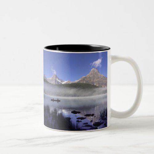 Fishermen in canoe on Waterfowl Lake Banff Two_Tone Coffee Mug