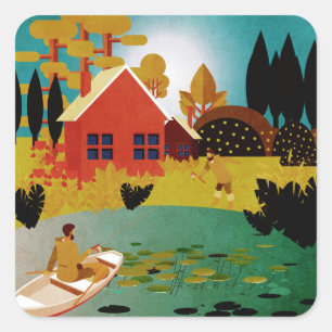Fishermen square sticker