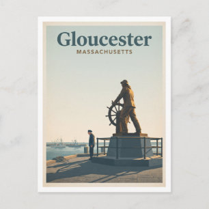 Fishermen's Memorial and Gloucester Waterfront Postcard