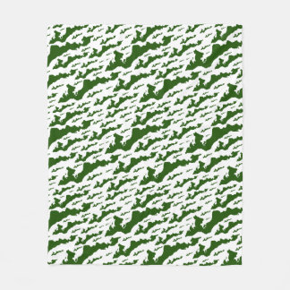 Fishers Island Fleece Blanket – Green/White