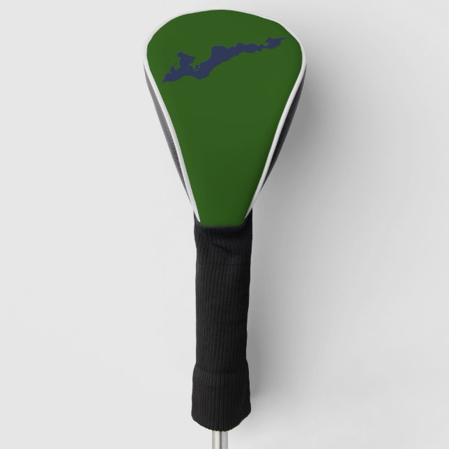 Fishers Island Logo Golf Club Cover – Navy/Green (Front)