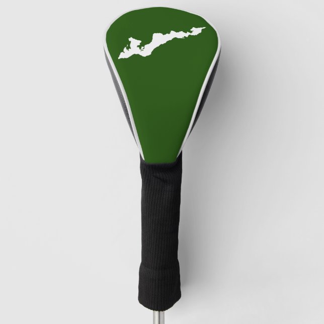 Fishers Island Logo Golf Club Cover – White/Green (Front)