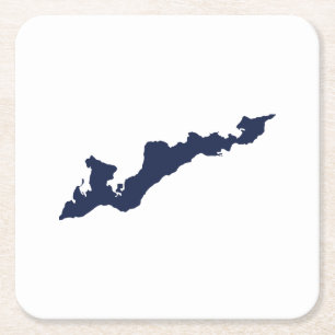 Fishers Island Logo Paper Coasters - Navy