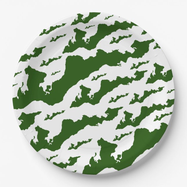 Fishers Island Logo Paper Plates – Green/White (Front)