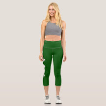 Fishers Island Yoga Capri Leggings – White/Green