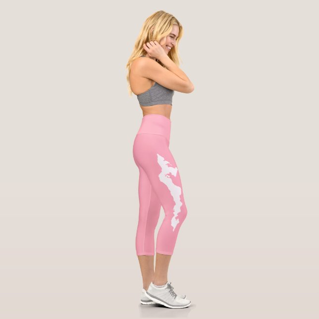 Fishers Island Yoga Capri Leggings – White/Pink (Right)