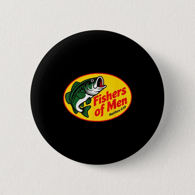 Fishers Of Men Matthew 4_19 Christian Fishing Bibl Button (Front)