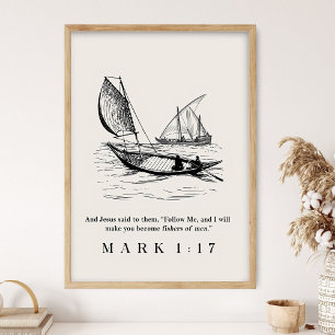 Fishers of Men Poster, Christian Wall Art, Bible  Poster