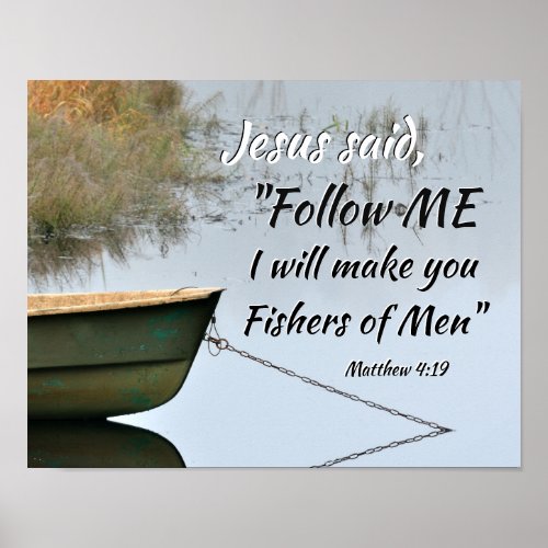 Fishers of Men Scripture Matthew 419 Bible Verse Poster