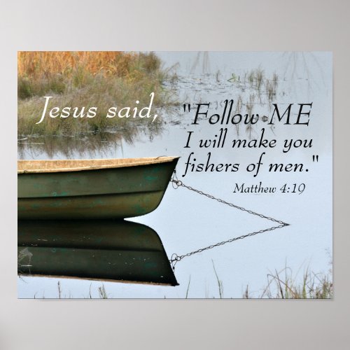 Fishers of Men Scripture Matthew 419 Bible Verse Poster