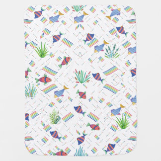 Fishes and Plants in Pond Pattern Baby Blanket
