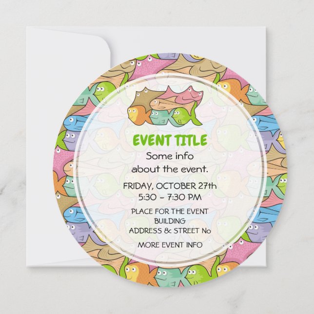 Fishes Cartoon Invitation (Back)