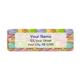 Fishes cartoon label