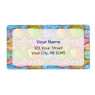 Fishes cartoon label