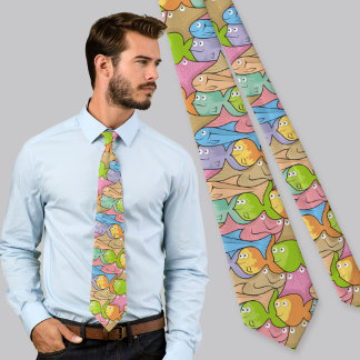 Fishes cartoon neck tie