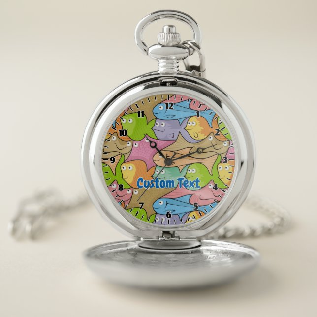 Fishes Cartoon Pocket Watch (Inside)