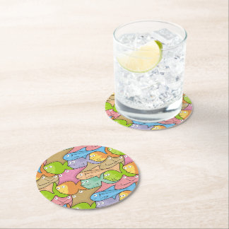 Fishes cartoon round paper coaster
