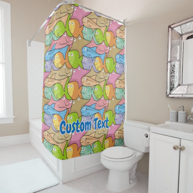 Fishes cartoon shower curtain (In Situ)