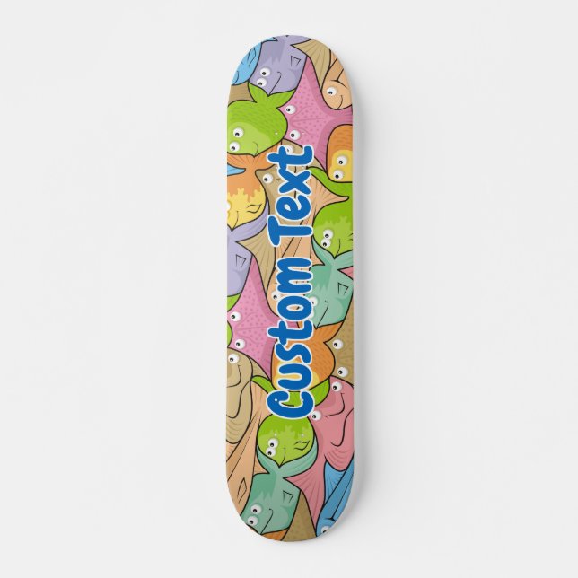 Fishes cartoon skateboard deck (Front)