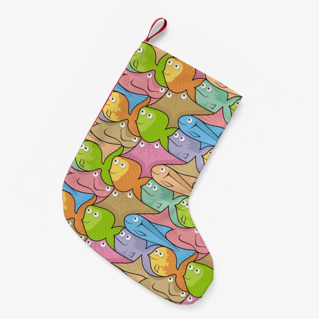 Fishes cartoon small christmas stocking (Front (Hanging))