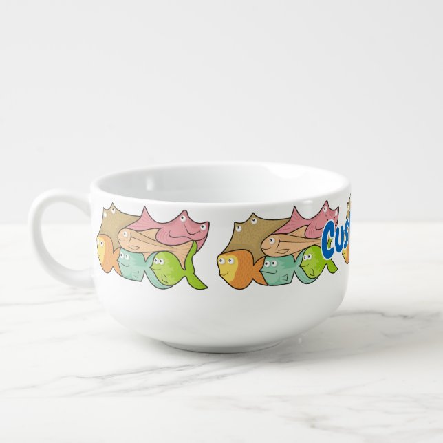 Fishes cartoon soup mug (Right)