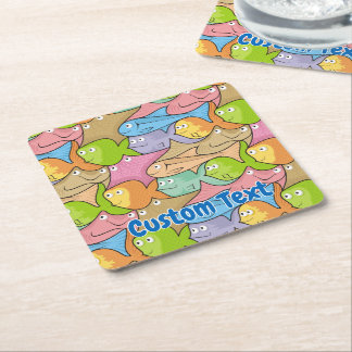 Fishes cartoon square paper coaster