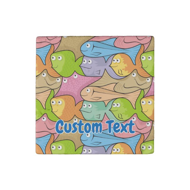 Fishes cartoon stone magnet (Front)