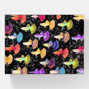 Fishes Guppies Black Paperweight