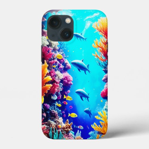 Fishes in Ocean Floral Sealife iPhone 13 Mini Case