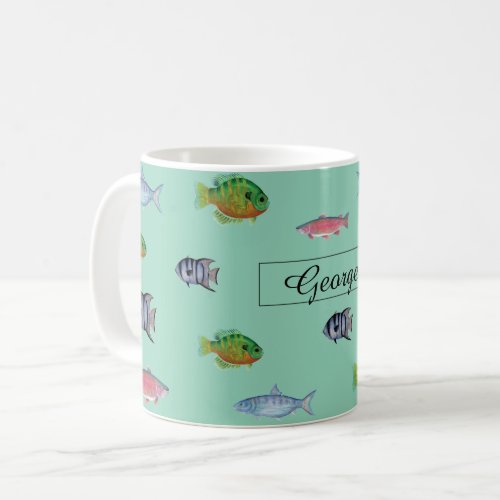 Fishes Light Turquoise Coffee Mug