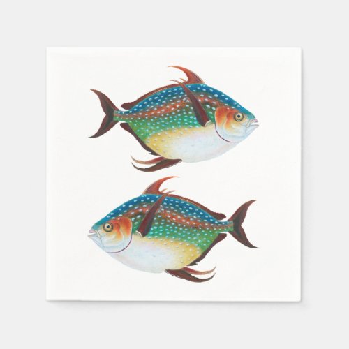 Fishes Multicolor Drawings Napkins