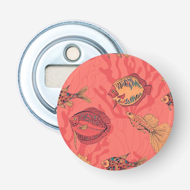 Fishes on living coral background bottle opener (Front)