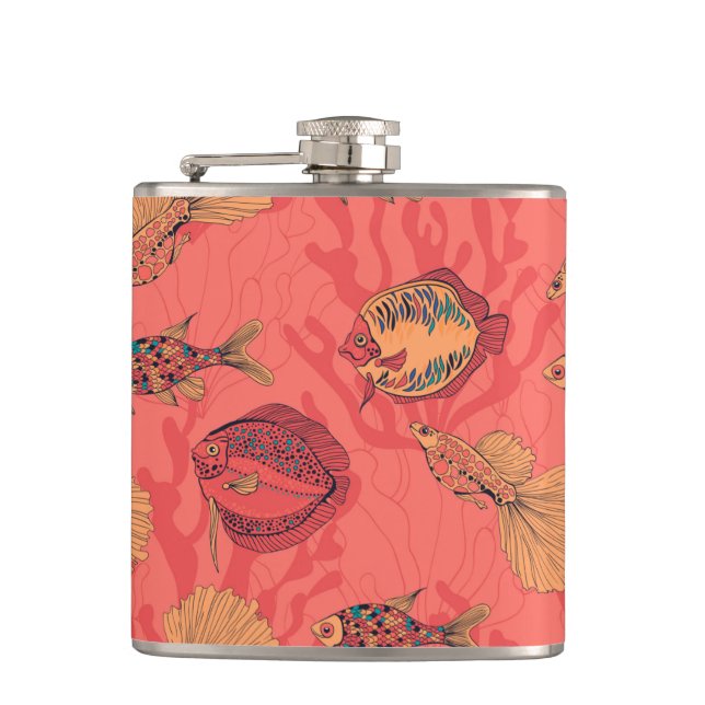 Fishes on living coral background flask (Front)