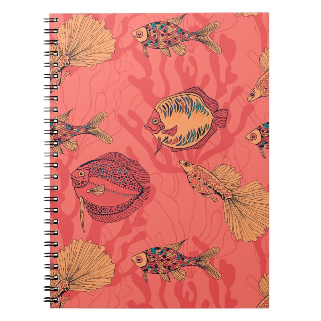 Fishes on living coral background notebook (Front)