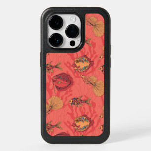 Fishes on living coral background OtterBox iPhone 14 pro case