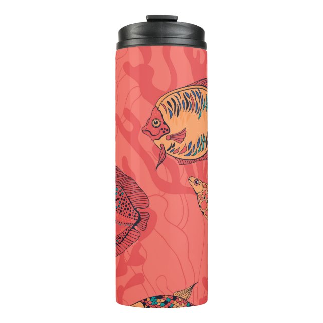 Fishes on living coral background thermal tumbler (Front)