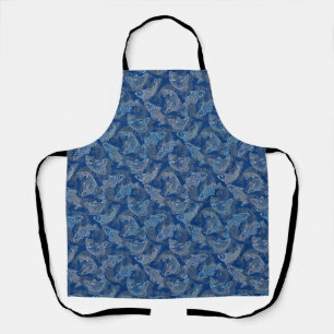 Fishes pattern Work 01.b Blue BG Apron