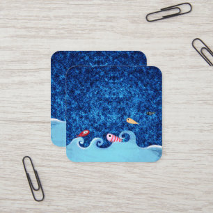 Fishes square business card