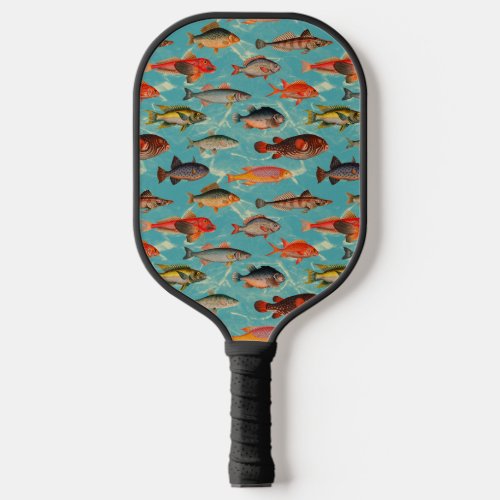 Fishes swimming in the ocean design pickleball paddle