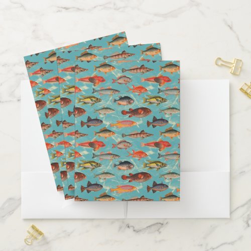 Fishes swimming in the ocean design pocket folder
