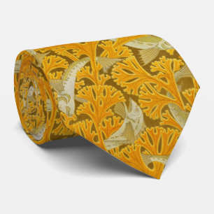 FISHES ,YELLOW ALGAES Art Nouveau Animal Pattern Neck Tie