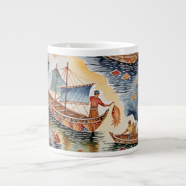Fishherman's Batik Dream,Java Batik Specialty Mug (Front)