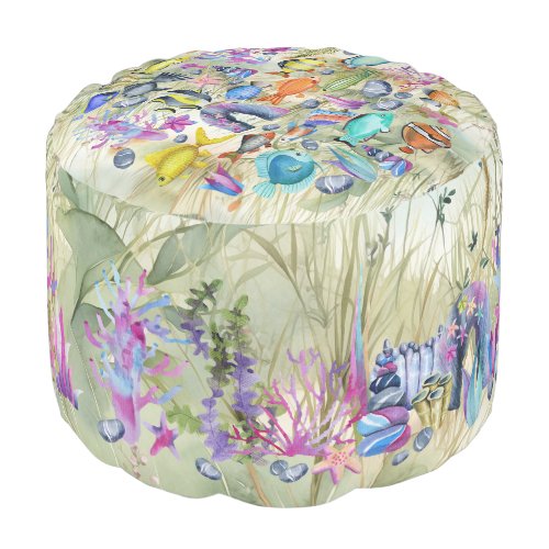 Fishies Under the Sea With Water Plants Pouf