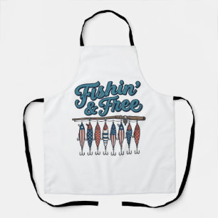 Fishin’ & Free Patriotic Fishing Lure Vintage Apron