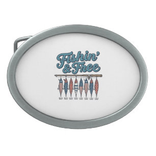 Fishin’ & Free Patriotic Fishing Lure Vintage Belt Buckle