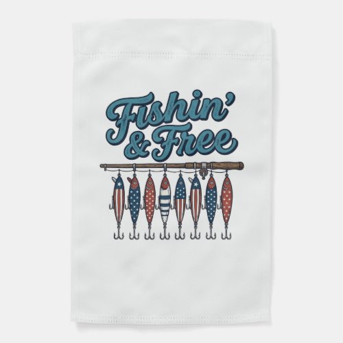 Fishin’ & Free Patriotic Fishing Lure Vintage Garden Flag